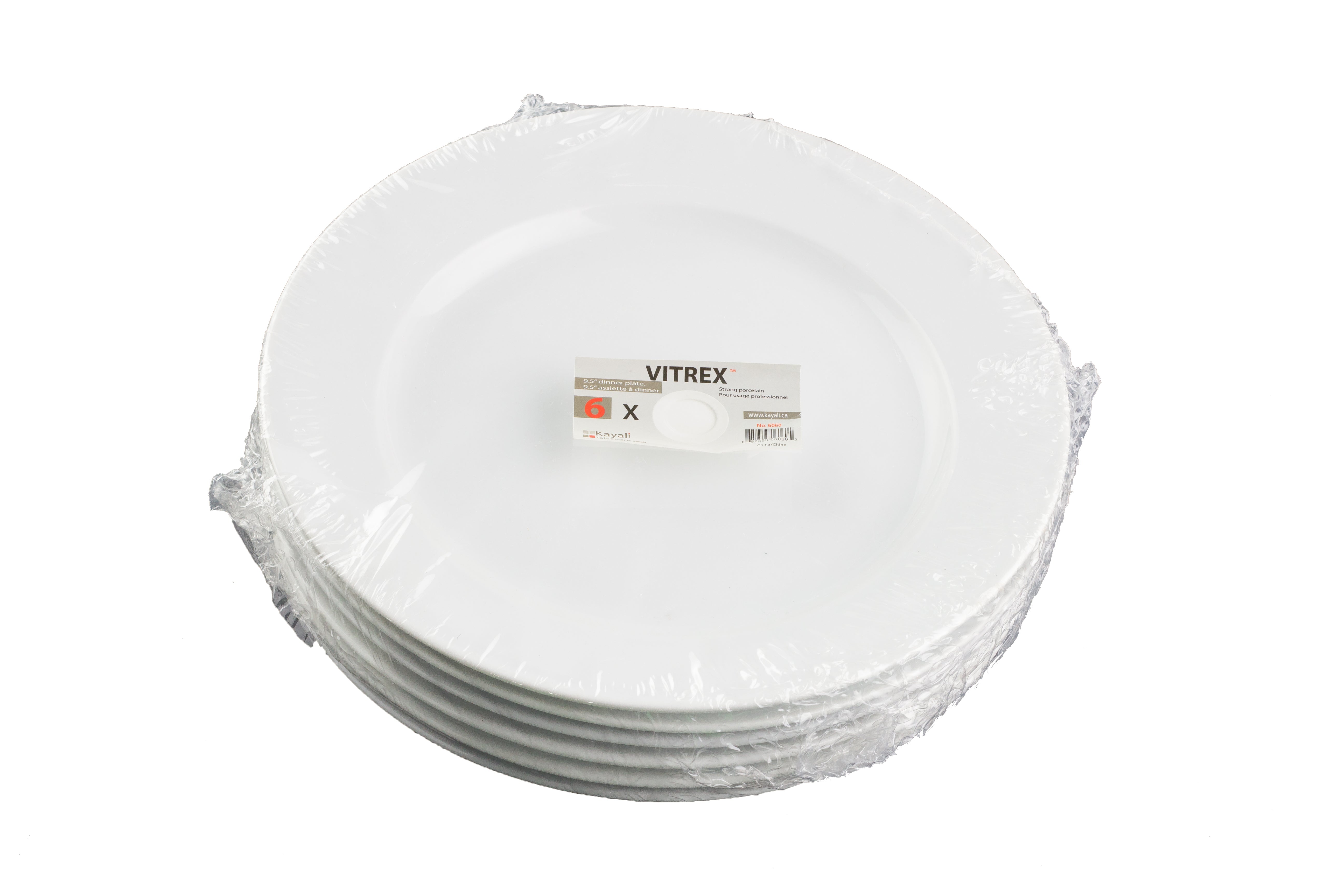 VITREX 6Pk 9.5'' WIDE RIM PLATE