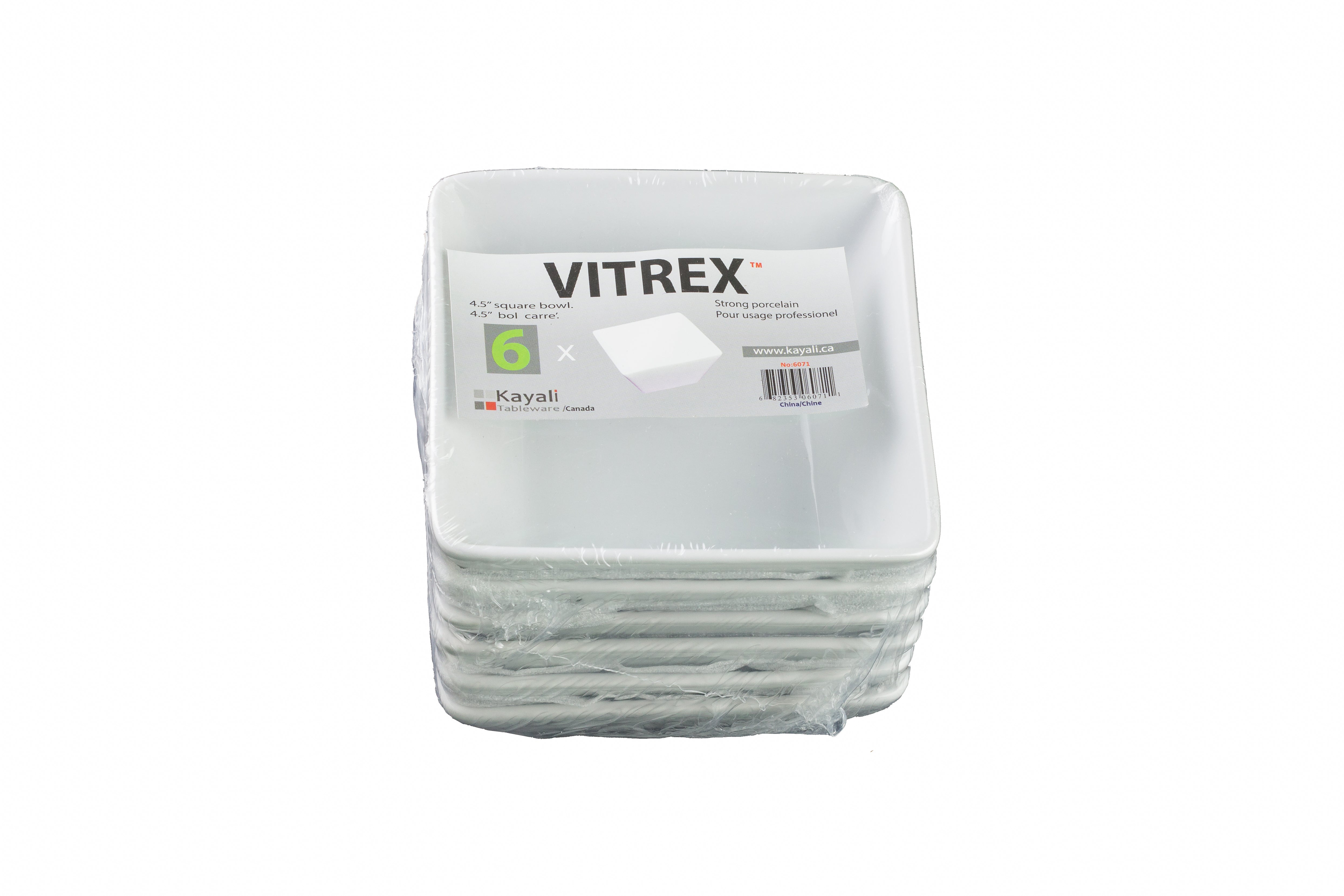 Vitrex 6Pk 4.5'' Square Bowl ( 350 Ml )
