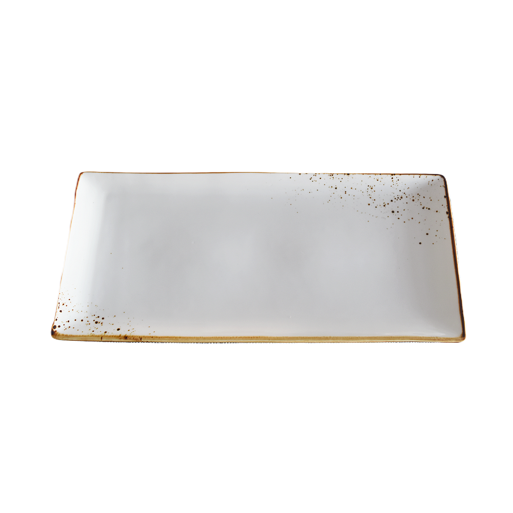 Terra 14.75"X6.75" Rectangular Plate Dap-White
